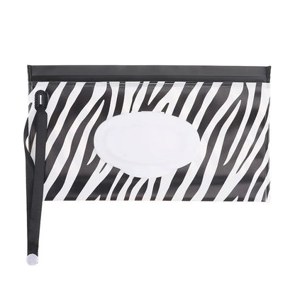 Portable Baby Wet Wipe Pouch with Flip Top Lid and Snap Strap