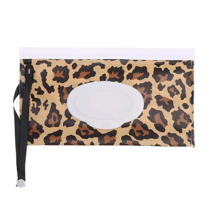 Portable Baby Wet Wipe Pouch with Flip Top Lid and Snap Strap