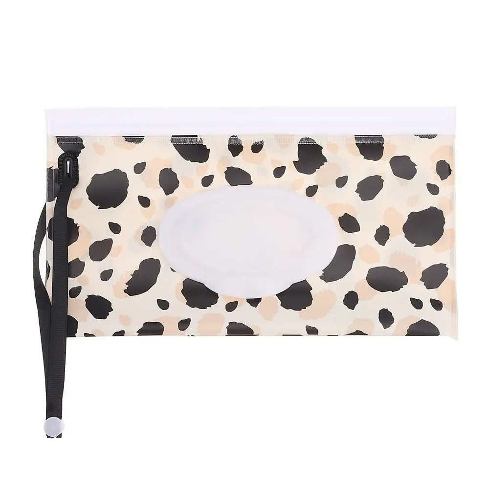 Portable Baby Wet Wipe Pouch with Flip Top Lid and Snap Strap