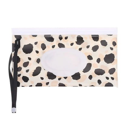 Portable Baby Wet Wipe Pouch with Flip Top Lid and Snap Strap