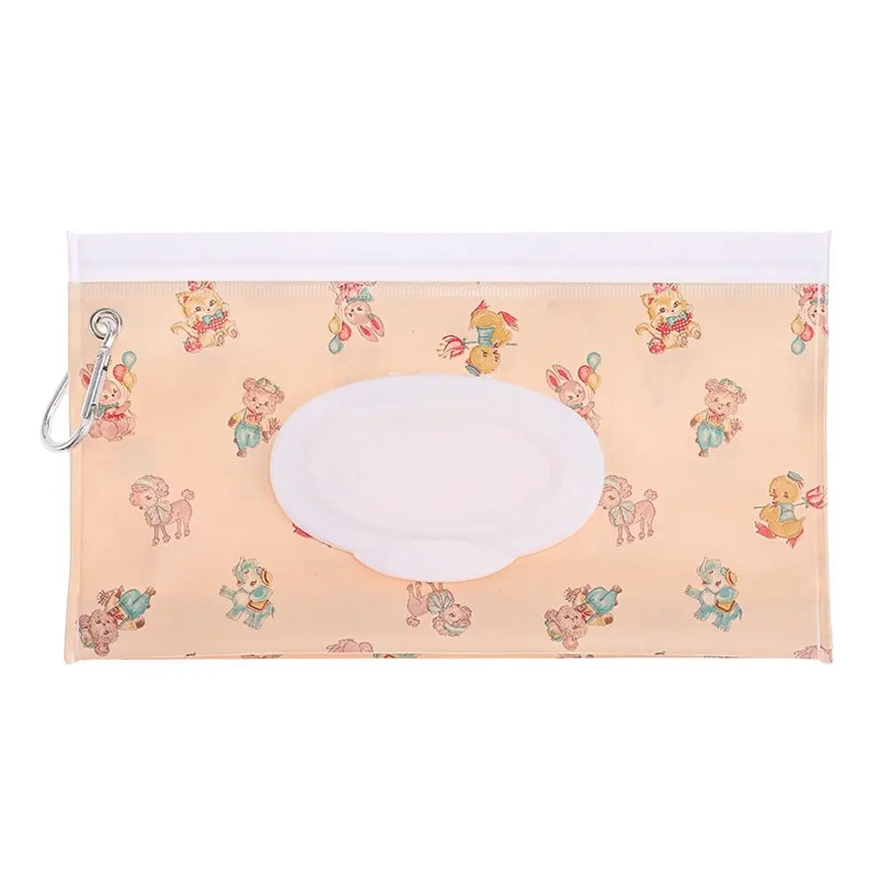 Portable Baby Wet Wipe Pouch with Flip Top Lid and Snap Strap