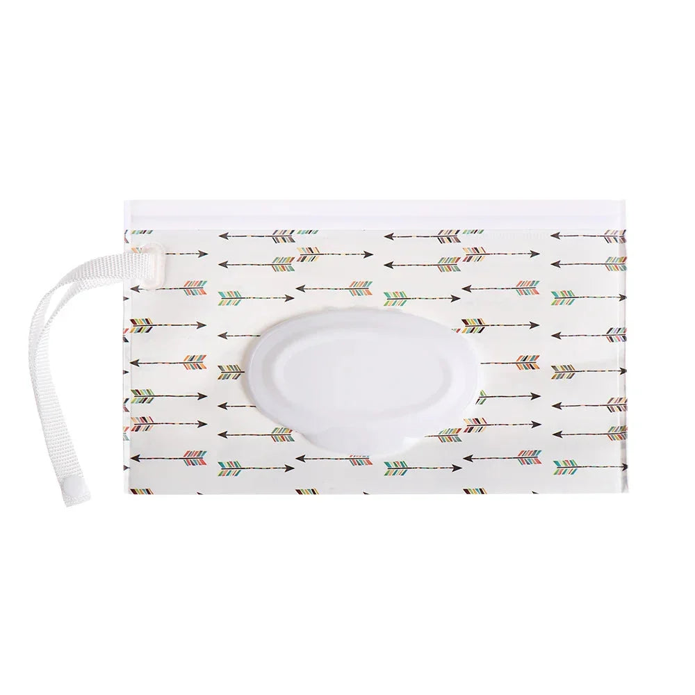Portable Baby Wet Wipe Pouch with Flip Top Lid and Snap Strap