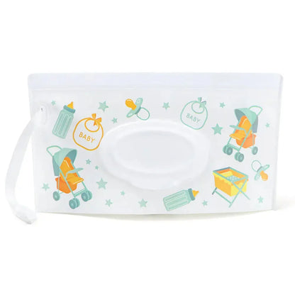 Portable Baby Wet Wipe Pouch with Flip Top Lid and Snap Strap