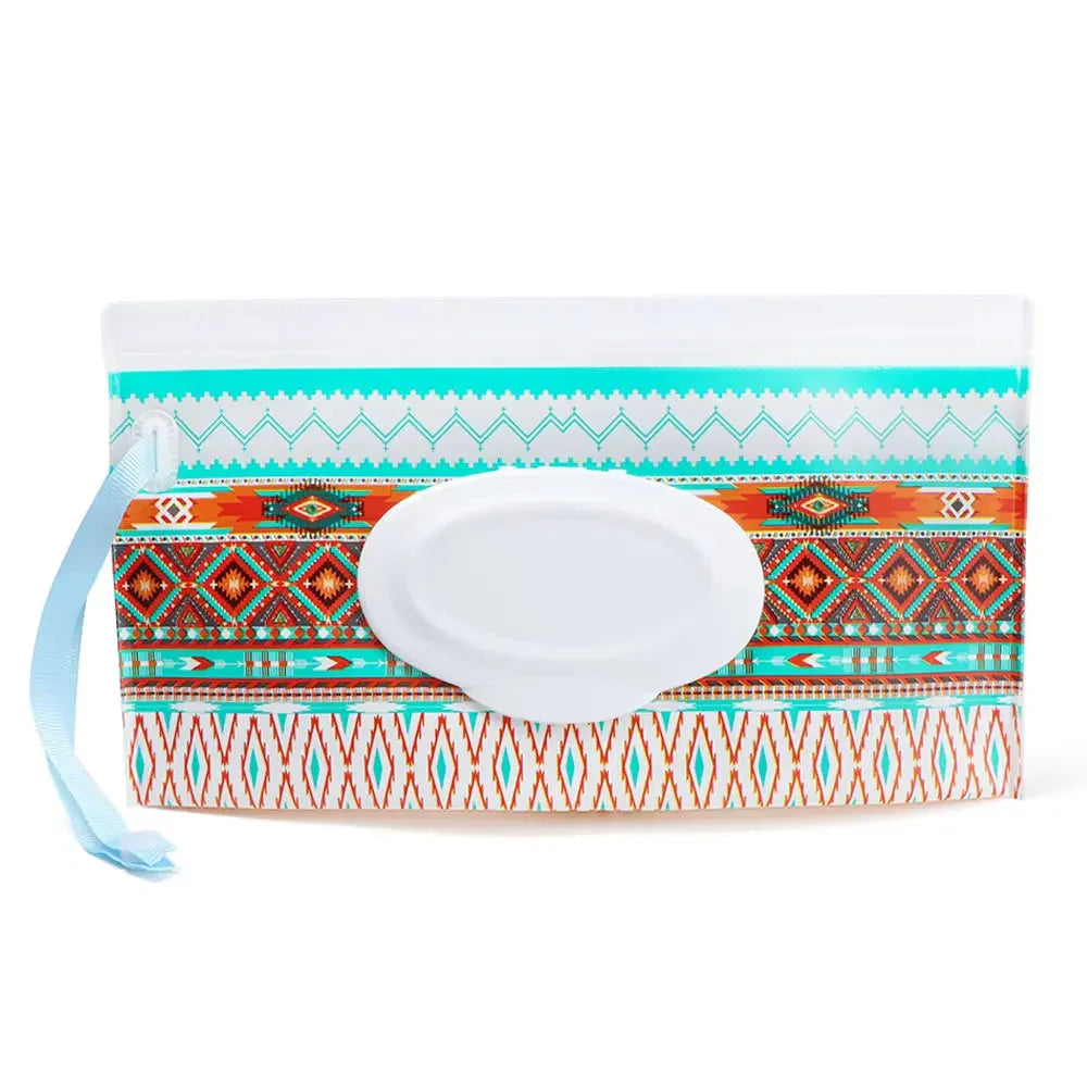 Portable Baby Wet Wipe Pouch with Flip Top Lid and Snap Strap