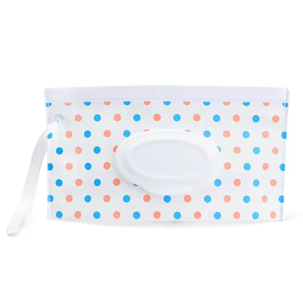 Portable Baby Wet Wipe Pouch with Flip Top Lid and Snap Strap