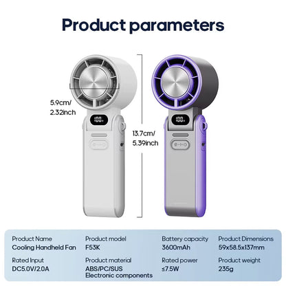 Portable Handheld Cooler Fan with 100 Speeds & Turbo Airflow