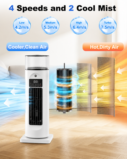 Portable Tower Fan Cooler with Humidifier & Remote - Image 2