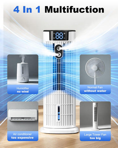 Portable Tower Fan Cooler with Humidifier & Remote