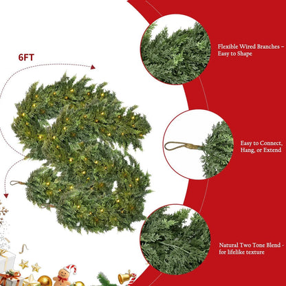 Pre-Lit Christmas Cedar Garland