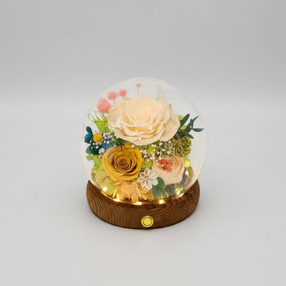 Preserved Rose Glass Dome with Integrated LED Lights