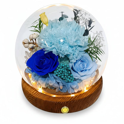Preserved Rose Glass Dome with Integrated LED Lights