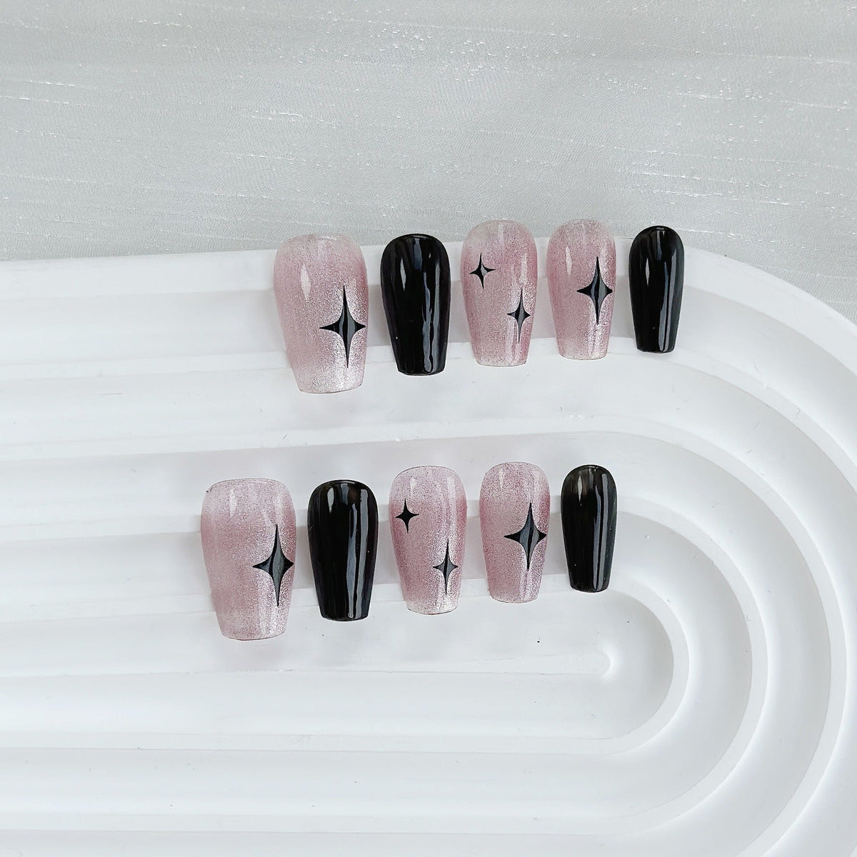Press-On Nail Set with Star Accents