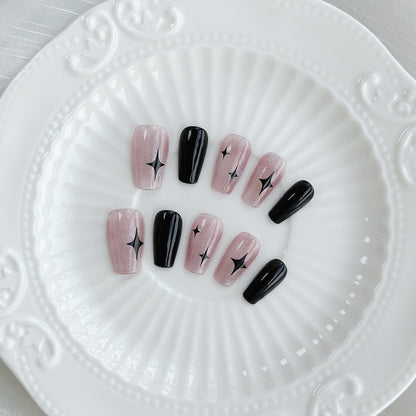 Press-On Nail Set with Star Accents