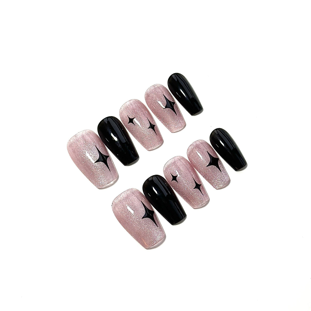Press-On Nail Set with Star Accents