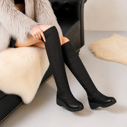 Quilted Puffer-Style Tall Winter Boots