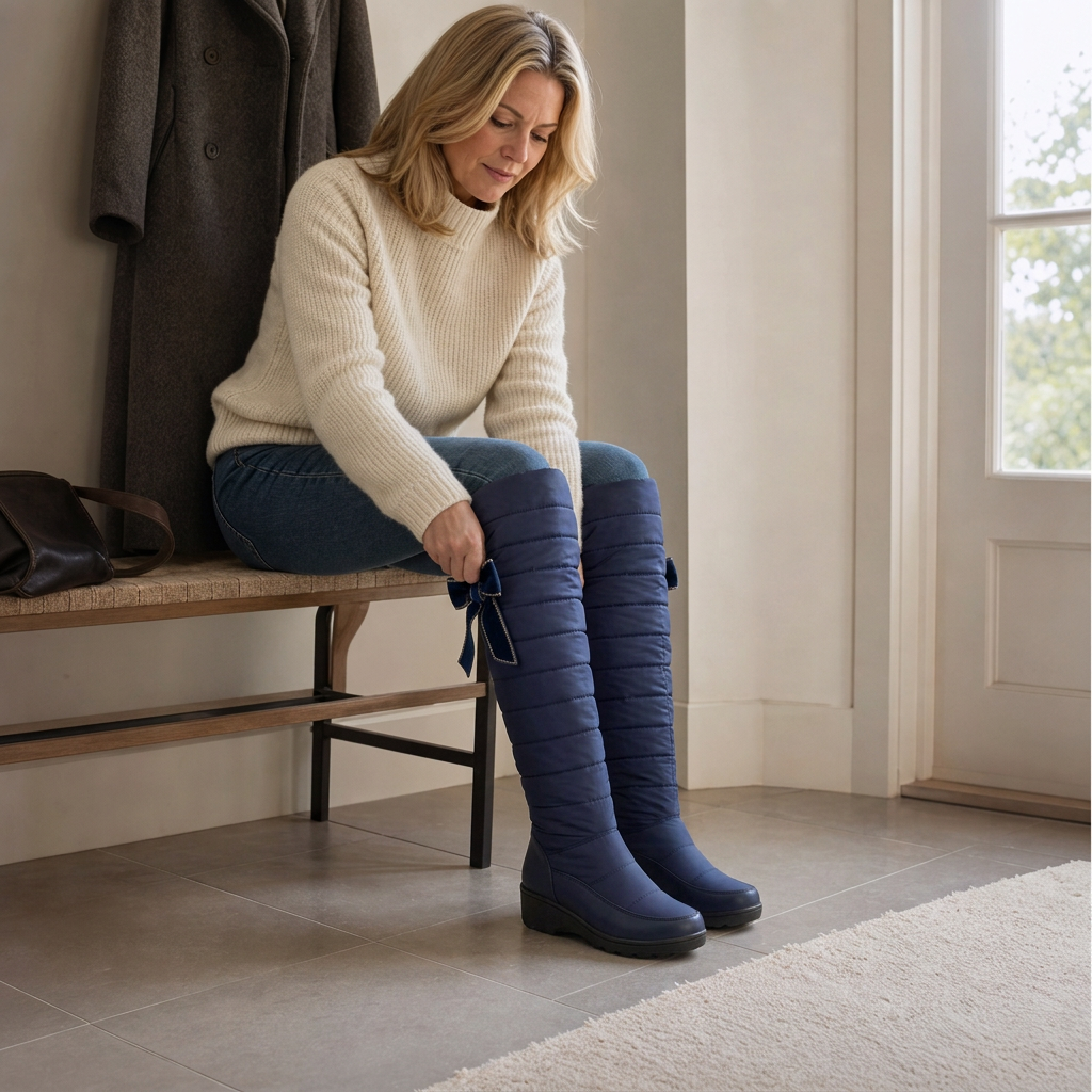 Quilted Puffer-Style Tall Winter Boots
