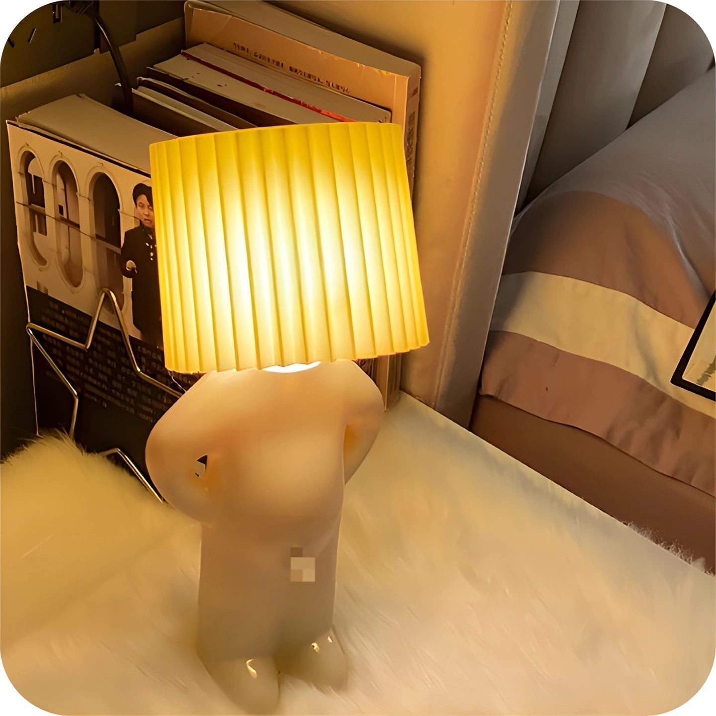 Quirky Human-Shaped Table Lamp — Portable Battery-Powered Light