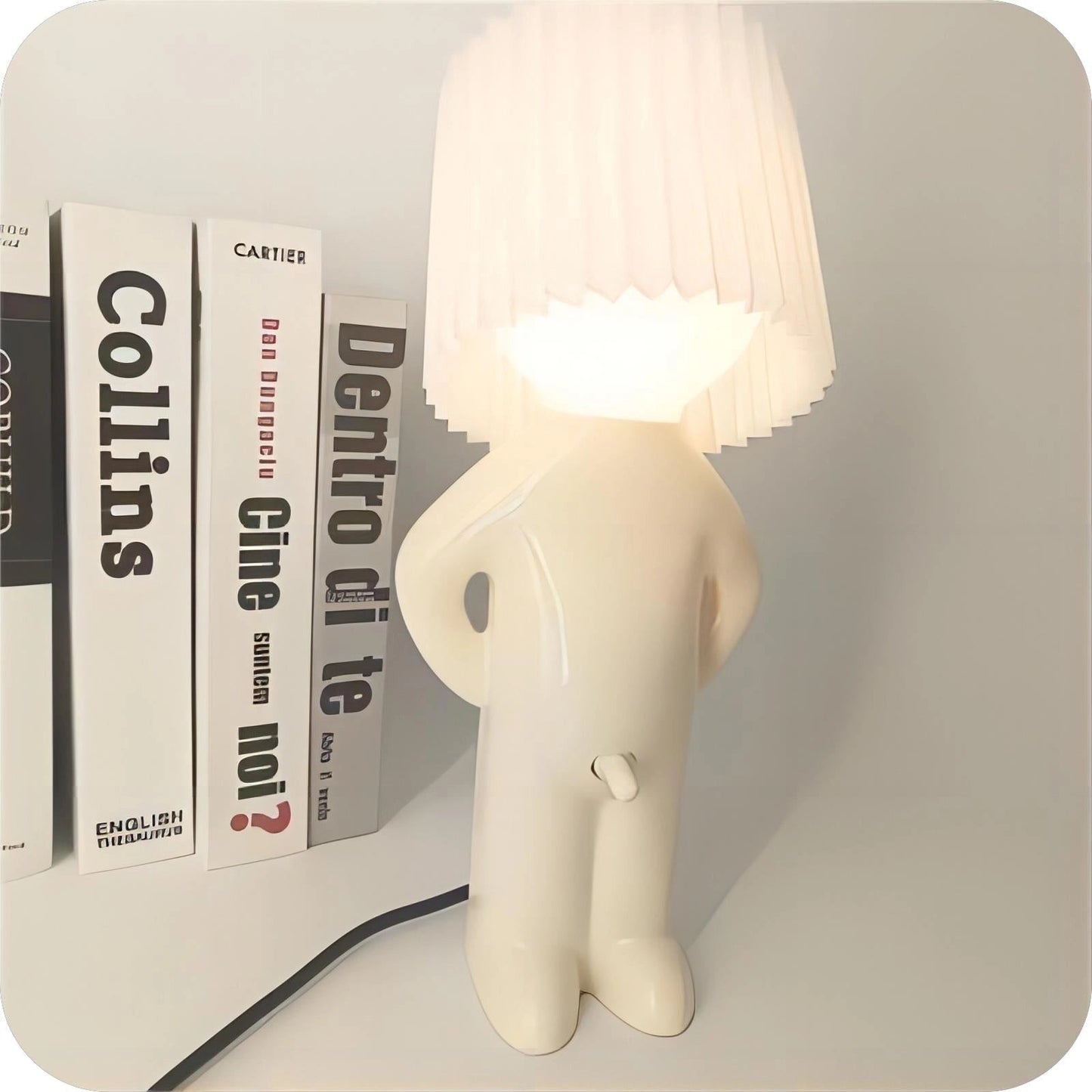 Quirky Human-Shaped Table Lamp — Portable Battery-Powered Light