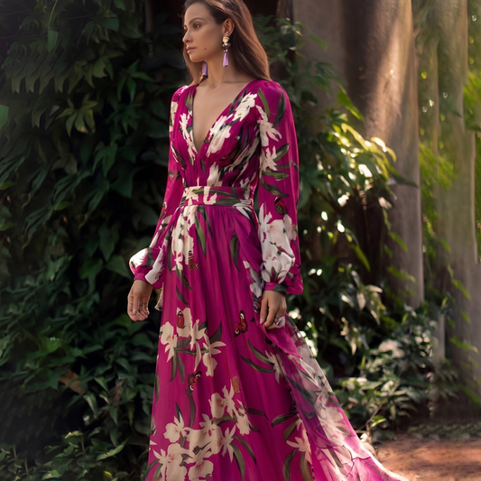 Rachel | Women’s Lightweight Floral Chiffon Dress with Flowy Fit - Image 1