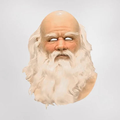Realistic Latex Full-Head Santa Claus Mask with Long White Beard