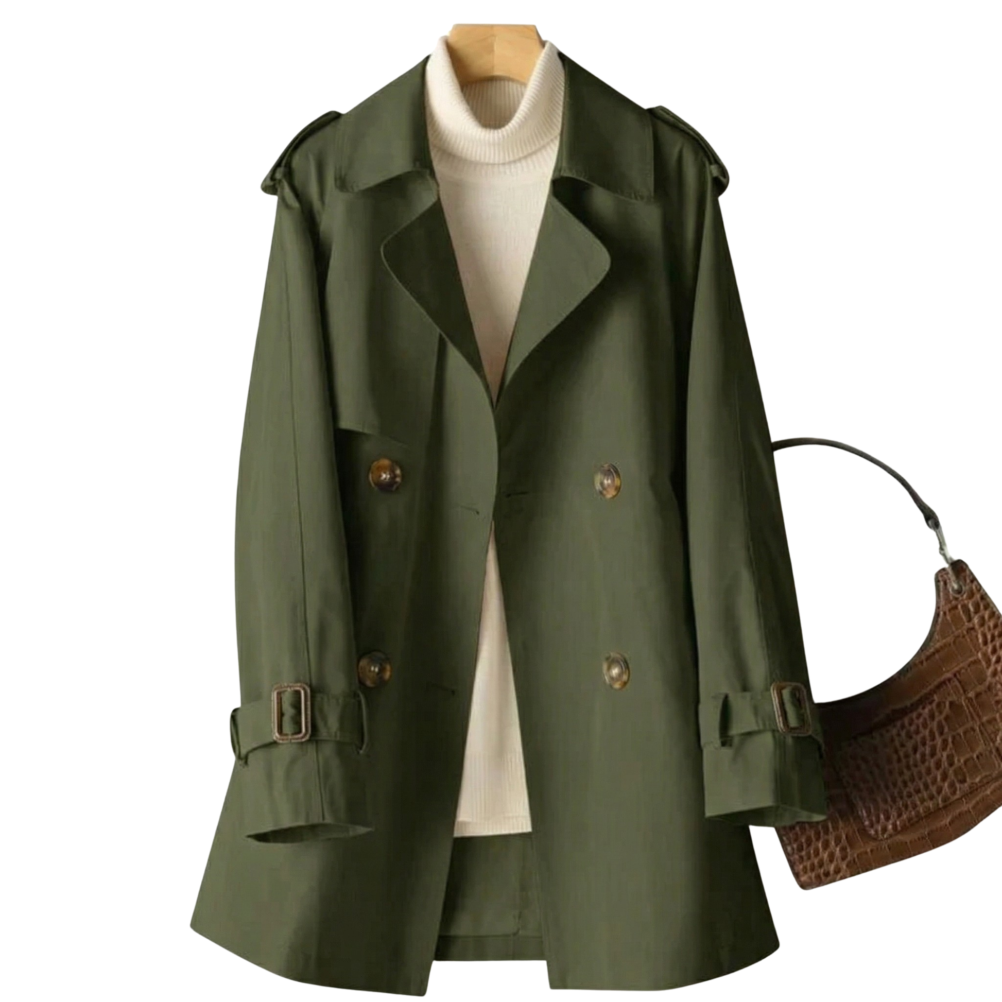Reba | Women's Double-Breasted Coat Trench Coat - Image 1