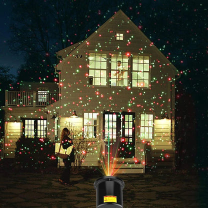 Red & Green Garden Laser Projector with Rotating Light Patterns