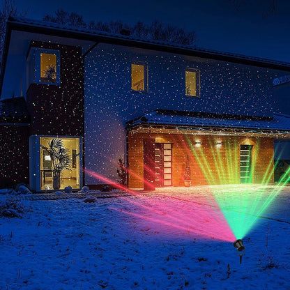 Red & Green Garden Laser Projector with Rotating Light Patterns