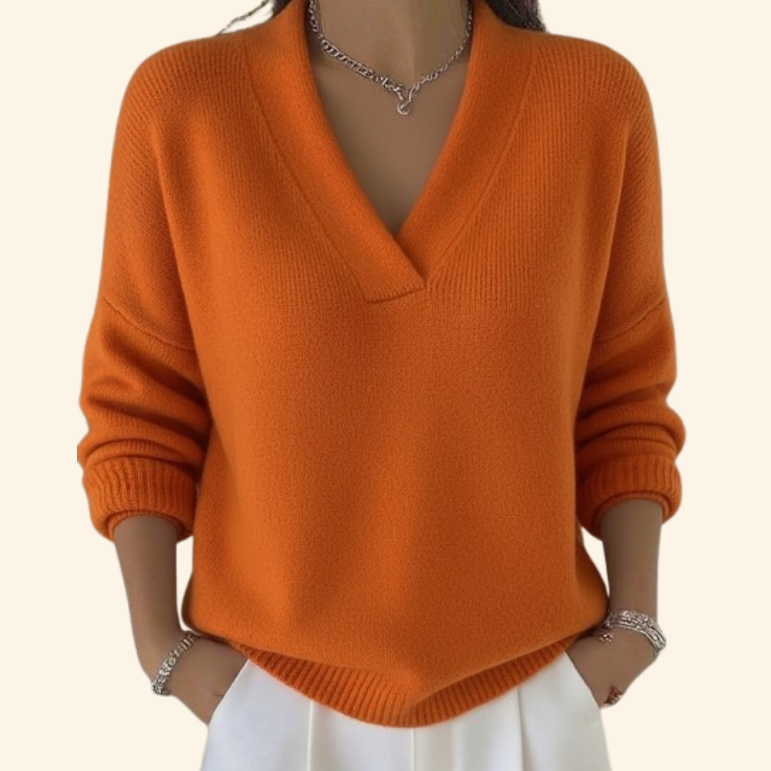 Image of Rhonda | Women's V-Neck Relaxed Fit Pullover Sweater