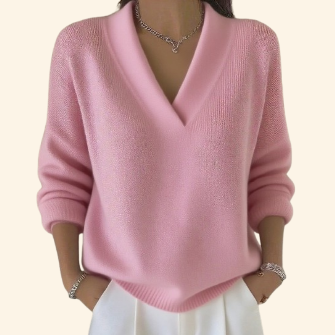 Image of Rhonda | Women's V-Neck Relaxed Fit Pullover Sweater