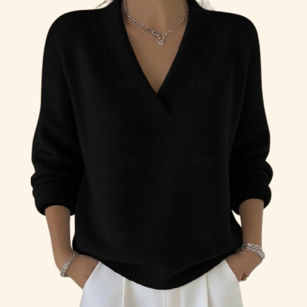 Image of Rhonda | Women's V-Neck Relaxed Fit Pullover Sweater