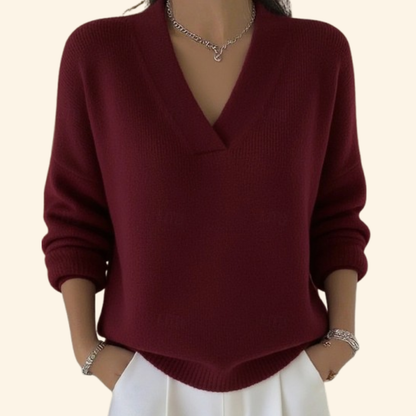 Image of Rhonda | Women's V-Neck Relaxed Fit Pullover Sweater