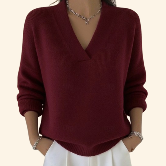 Image of Rhonda | Women's V-Neck Relaxed Fit Pullover Sweater