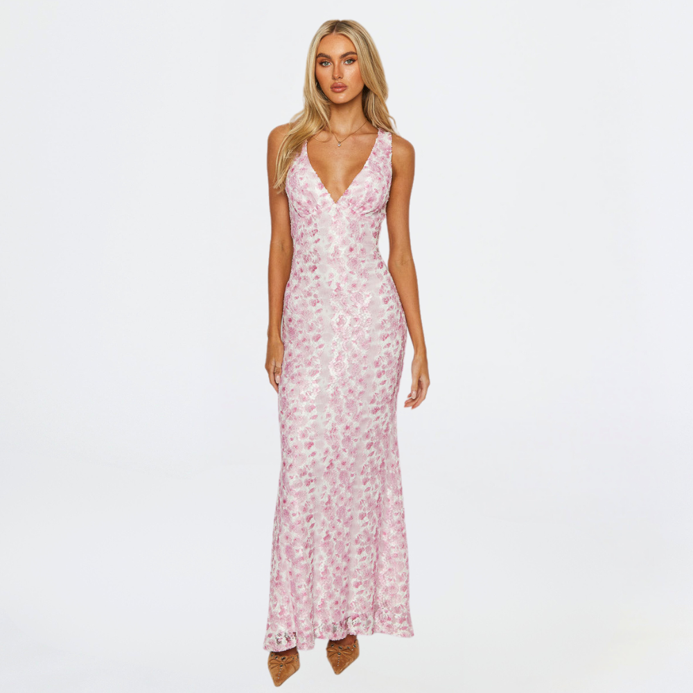 Piper | Elegant Sleeveless Wedding Dress with Floral Design for Women - Image 1