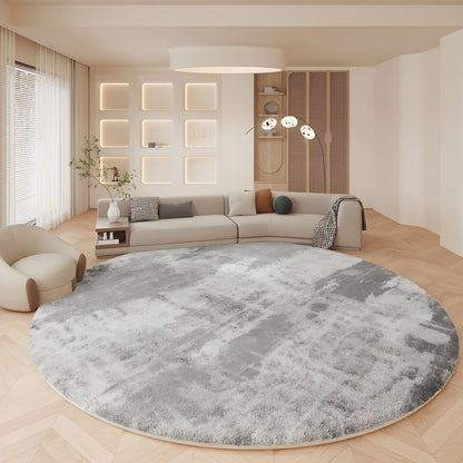 Round Lambswool Nordic Abstract Grey Rug