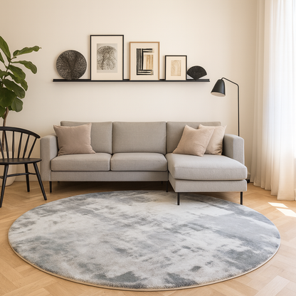 Round Lambswool Nordic Abstract Grey Rug