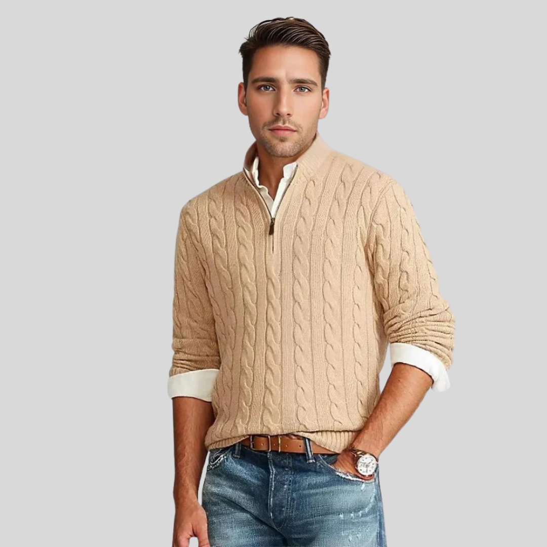 Rudolf | Men's Quarter-Zip Cable-Knit Sweater