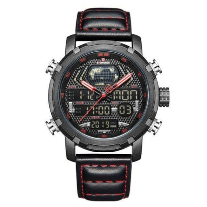 Rugged Men's Sport Quartz Leather Watch