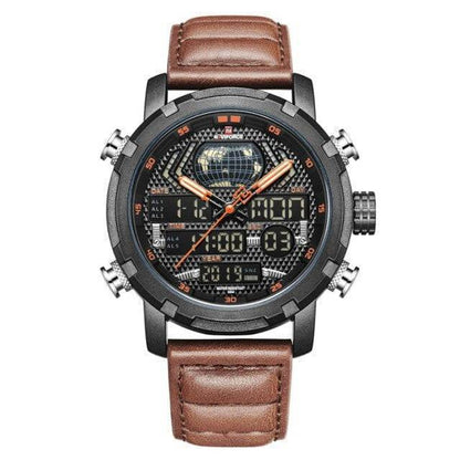 Rugged Men's Sport Quartz Leather Watch
