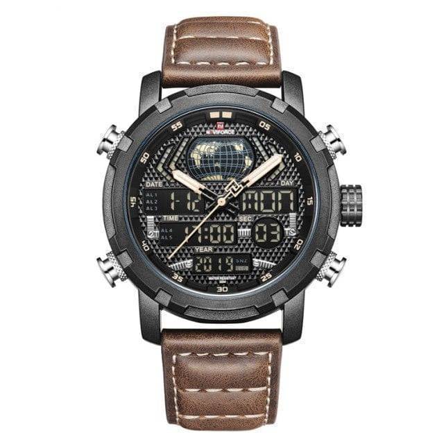 Rugged Men's Sport Quartz Leather Watch