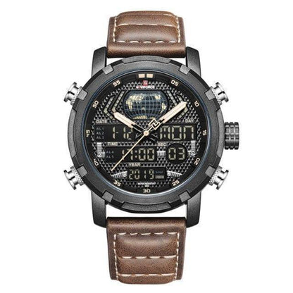 Rugged Men's Sport Quartz Leather Watch