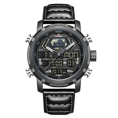 Rugged Men's Sport Quartz Leather Watch