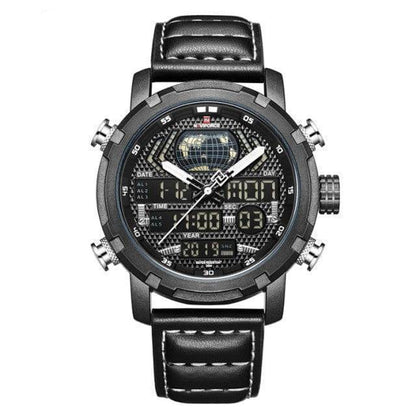 Rugged Men's Sport Quartz Leather Watch