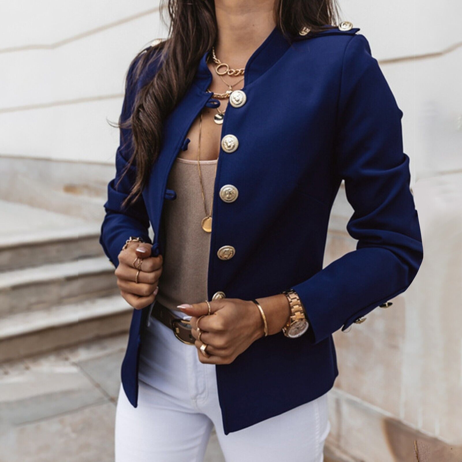 Devon | Women's Button Front Military Style Jacket - Image 1