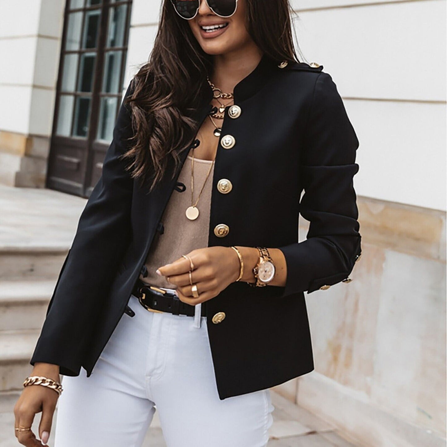 Devon | Women's Button Front Military Style Jacket - Image 2