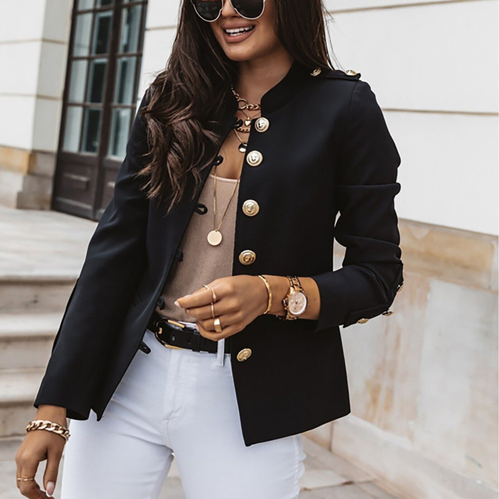 Devon | Women's Button Front Military Style Jacket - Image 2