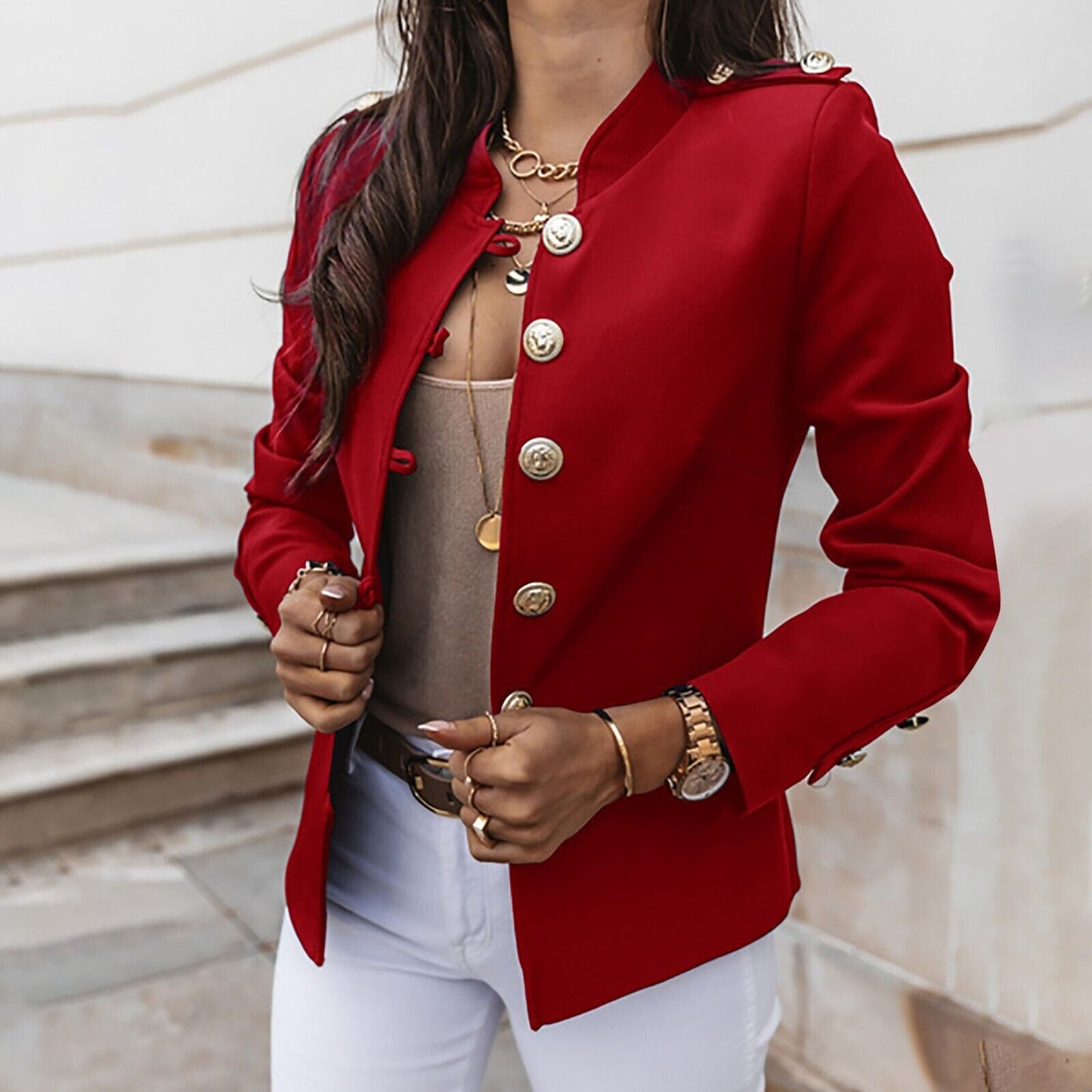Devon | Women's Button Front Military Style Jacket - Image 5