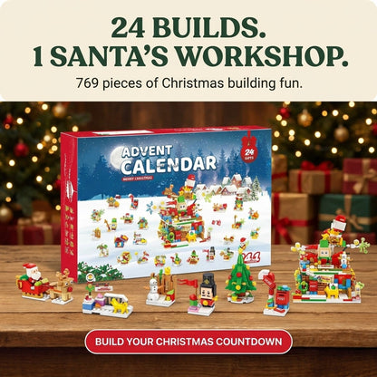 Santa's Workshop Advent Calendar, 24-in-1 Brick Builds, 769 Pieces