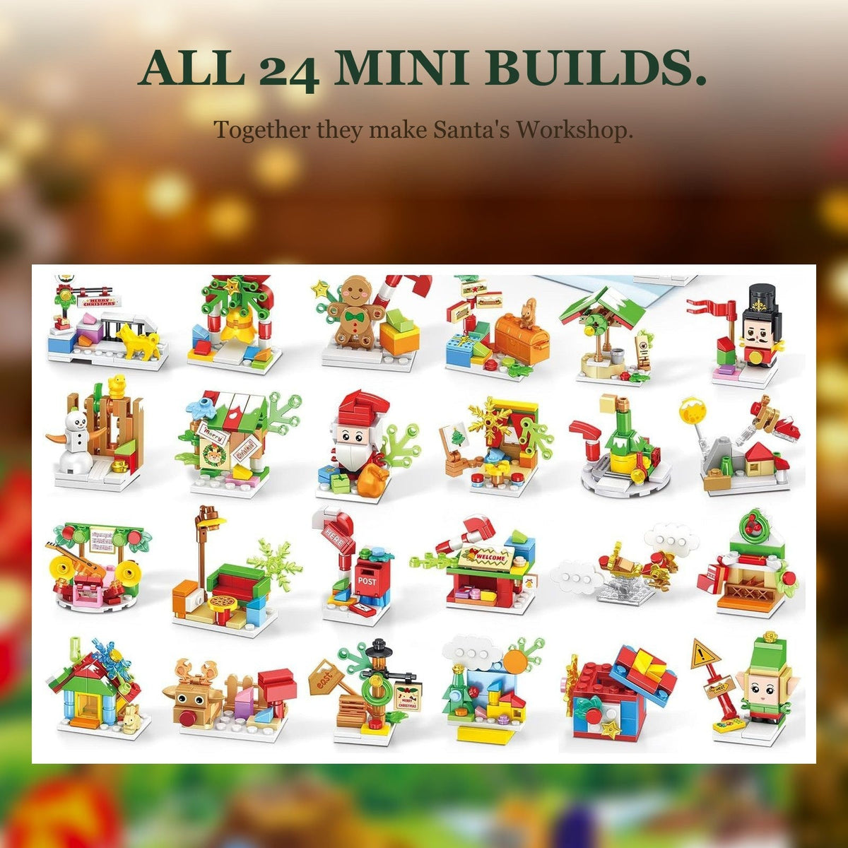 Santa's Workshop Advent Calendar, 24-in-1 Brick Builds, 769 Pieces