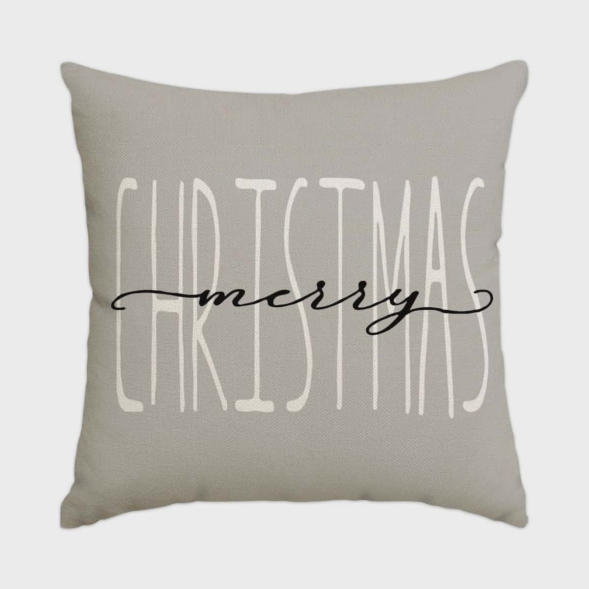 Set of 4 Christmas Square Throw Pillow Covers with Gnome Print and Hidden Zipper in Woven Microfibre