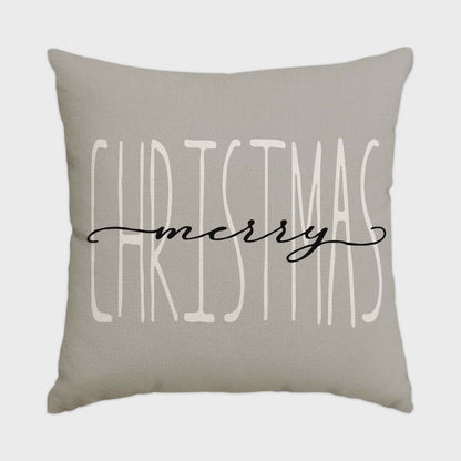 Set of 4 Christmas Square Throw Pillow Covers with Gnome Print and Hidden Zipper in Woven Microfibre